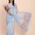 Sky blue cotton cotton saree with tribal floral print