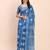 Indigo blue cotton cotton saree with tribal floral print