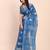 Indigo blue cotton cotton saree with tribal floral print