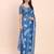 Indigo blue cotton cotton saree with tribal floral print