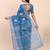 Indigo blue cotton cotton saree with tribal floral print