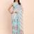 Sky blue cotton cotton saree with tribal floral print