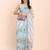 Sky blue cotton cotton saree with tribal floral print