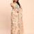 cream beige linen cotton floral print zari border saree with blouse