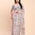 cream beige linen cotton floral print zari border saree with blouse