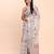 cream beige linen cotton floral print zari border saree with blouse