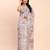cream beige linen cotton floral print zari border saree with blouse