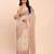 cream beige linen cotton floral print zari border saree with blouse