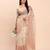 cream beige linen cotton floral print zari border saree with blouse