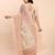 cream beige linen cotton floral print zari border saree with blouse