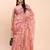 cream beige linen cotton floral print zari border saree with blouse
