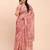 cream beige linen cotton floral print zari border saree with blouse