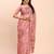 cream beige linen cotton floral print zari border saree with blouse