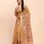 cream beige linen cotton floral print zari border saree with blouse