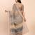 cream beige linen cotton floral print zari border saree with blouse