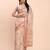 cream beige linen cotton floral print zari border saree with blouse