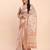 cream beige linen cotton floral print zari border saree with blouse