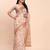 cream beige linen cotton floral print zari border saree with blouse
