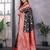 Black silk blend zari zaal weaving banarasi saree with contrast blouse