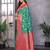 Green silk blend zari zaal weaving banarasi saree with contrast blouse