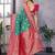 Green silk blend zari zaal weaving banarasi saree with contrast blouse