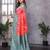 Peach silk blend zari zaal weaving banarasi saree with contrast blouse