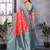 Peach silk blend zari zaal weaving banarasi saree with contrast blouse