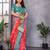 Peach silk blend zari zaal weaving banarasi saree with contrast blouse