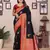 Black silk blend zari butta weaving banarasi saree with contrast pallu and blouse