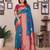 Royal blue silk blend zari butta weaving banarasi saree with contrast pallu and blouse