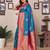 Royal blue silk blend zari butta weaving banarasi saree with contrast pallu and blouse