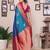 Royal blue silk blend zari butta weaving banarasi saree with contrast pallu and blouse