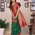 Green silk blend zari butta weaving banarasi saree with contrast pallu and blouse