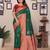 Green silk blend zari butta weaving banarasi saree with contrast pallu and blouse
