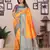 Orange silk blend zari butta weaving banarasi saree with contrast pallu and blouse