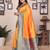 Orange silk blend zari butta weaving banarasi saree with contrast pallu and blouse