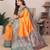 Orange silk blend zari butta weaving banarasi saree with contrast pallu and blouse