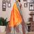 Orange silk blend zari butta weaving banarasi saree with contrast pallu and blouse