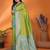 Light green silk blend zari butta weaving banarasi saree with contrast pallu and blouse