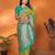 Light green silk blend zari butta weaving banarasi saree with contrast pallu and blouse
