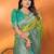 Light green silk blend zari butta weaving banarasi saree with contrast pallu and blouse