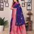 Purple silk blend zari butta weaving banarasi saree with contrast pallu and blouse