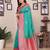Turquoise silk blend zari butta weaving banarasi saree with contrast pallu and blouse