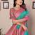 Turquoise silk blend zari butta weaving banarasi saree with contrast pallu and blouse