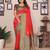 Red silk blend zari butta weaving banarasi saree with contrast pallu and blouse