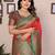 Red silk blend zari butta weaving banarasi saree with contrast pallu and blouse