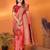 Peach silk blend zari butta weaving banarasi saree with contrast pallu and blouse