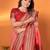 Peach silk blend zari butta weaving banarasi saree with contrast pallu and blouse