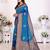 Royal blue silk blend zari butta weaving banarasi saree with contrast pallu and blouse