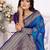 Royal blue silk blend zari butta weaving banarasi saree with contrast pallu and blouse